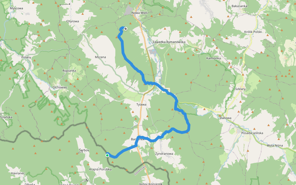 Pustelnia Św. Jana - Porubské sedlo walking route map in Krajná Porúbka