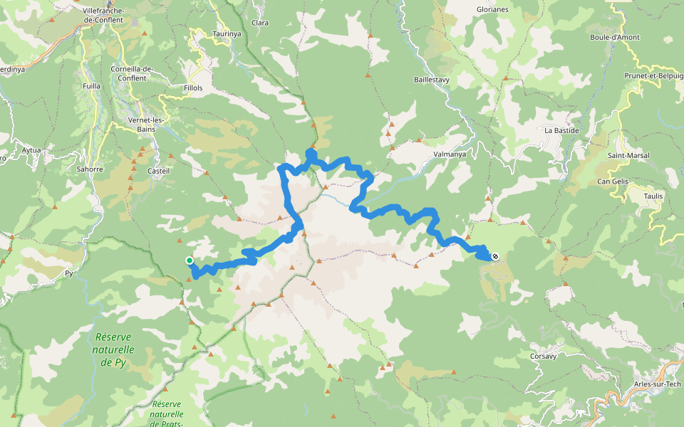 HRP Étape 37 walking route map in Casteil