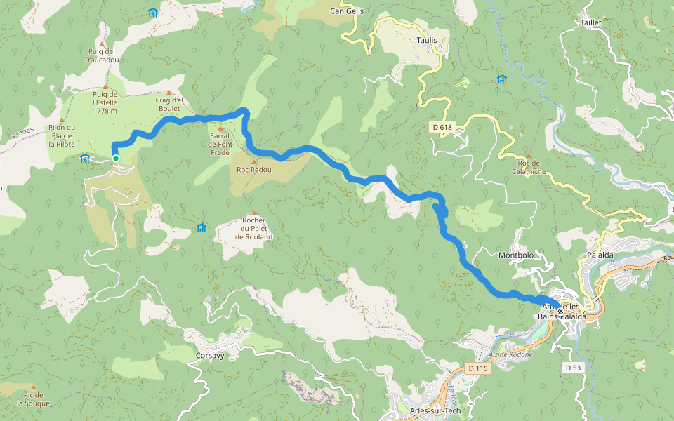 HRP Étape 38 walking route map in Corsavy