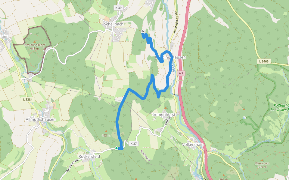 HR21 walking route map in Homberg (Efze)