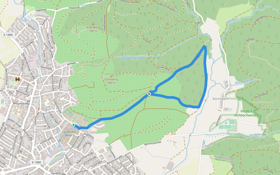 Urbacher Wanderweg 8 walking route map in Urbach