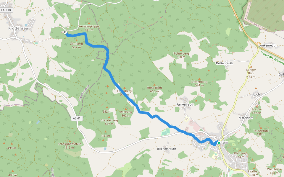 Königstein-Maximiliansgrotte walking route map in Königstein