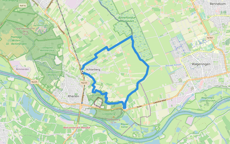 Grift en Graftenpad walking route map in Rhenen
