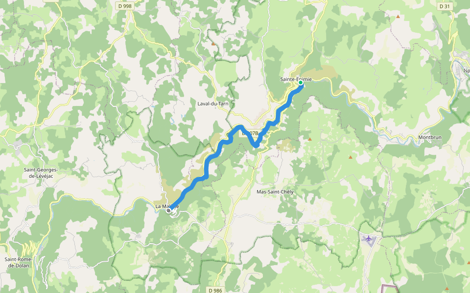 VdT 04 : Saint-Énimie - La Malène walking route map in Gorges du Tarn Causses