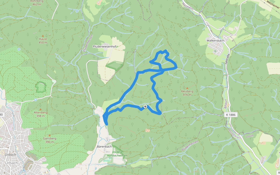 Urbacher Wanderweg 10 walking route map in Urbach