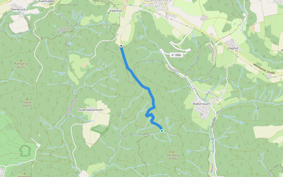 Geiststein - Welzheim walking route map in Plüderhausen