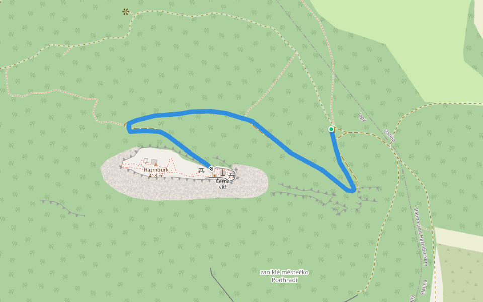 [Č] Hazmburk odbočka walking route map in Slatina