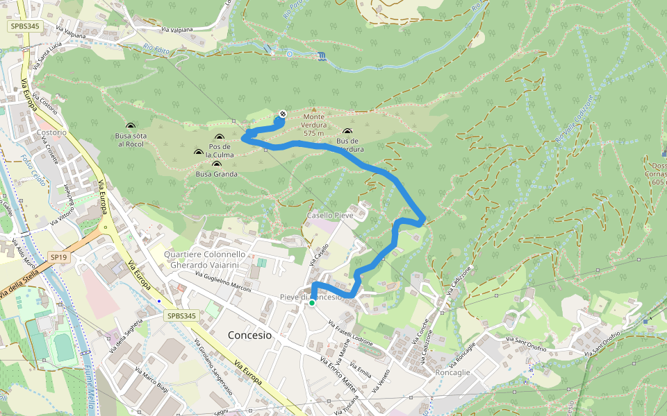 Concesio (Pieve) - Monte Verdura walking route map in Concesio