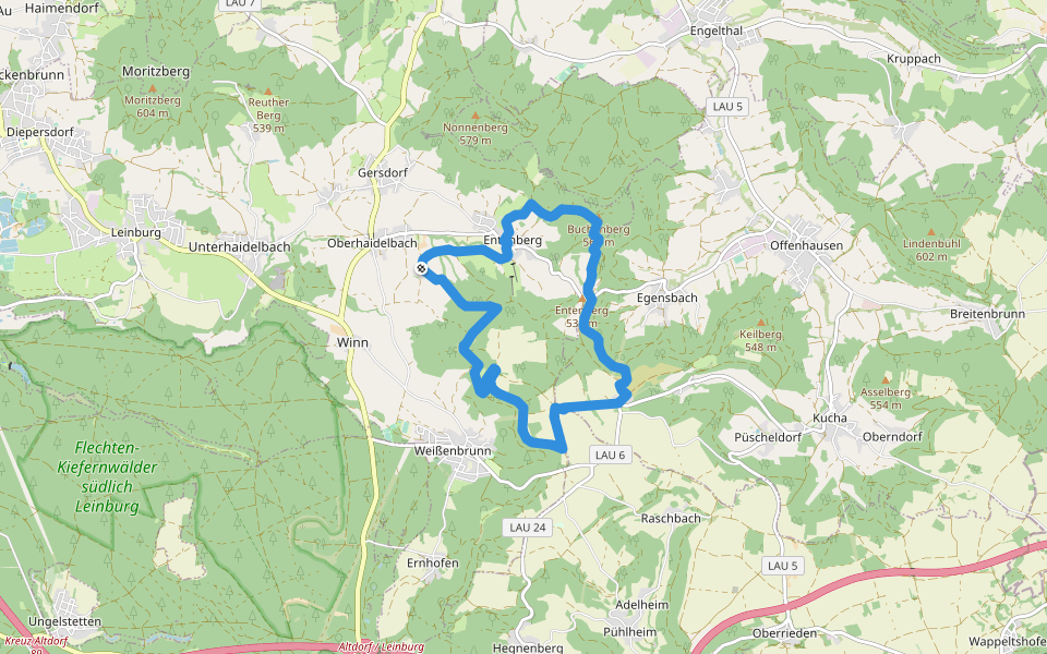 Im Buchenwald walking route map in Leinburg