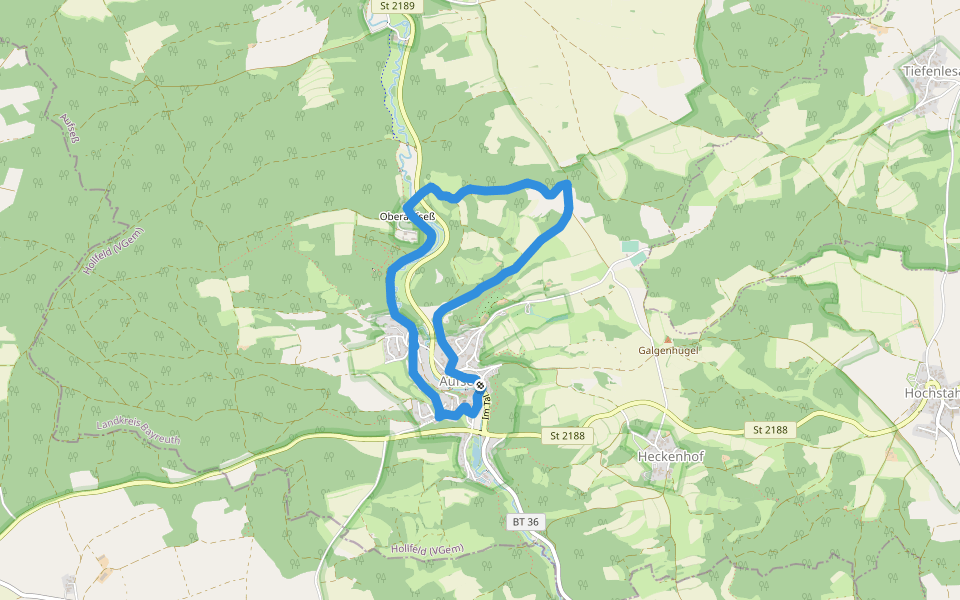Rundweg um Aufseß walking route map in Aufseß