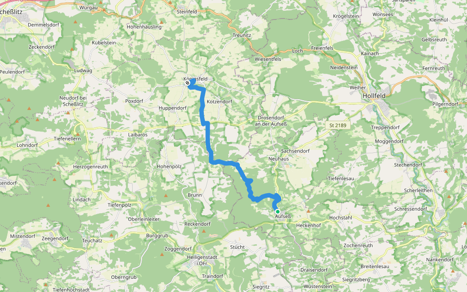 Aufseß-Königsfeld walking route map in Aufseß