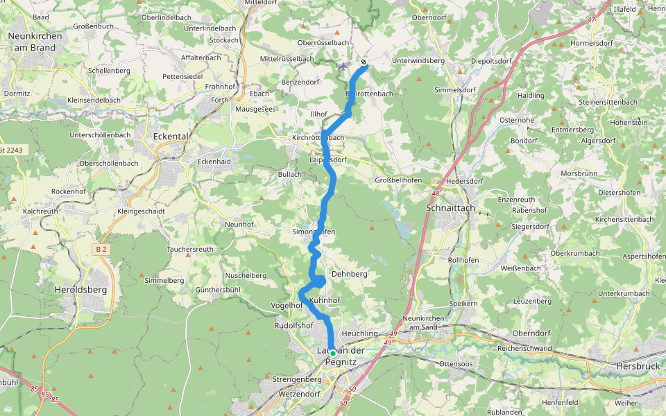 Blaupunkt walking route map in Lauf an der Pegnitz
