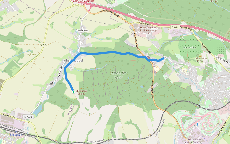 Ww Rund um Hohenstein-Ernstthal, Teilstück walking route map in Sankt Egidien