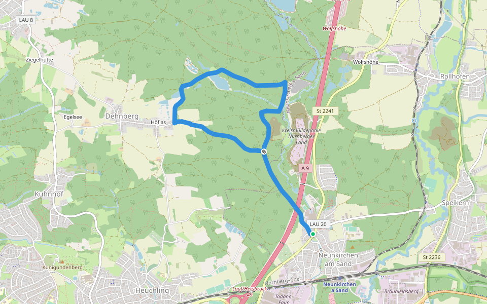 Neunkirchen am Sand Rundwanderweg Rot 5 walking route map in Neunkirchen am Sand