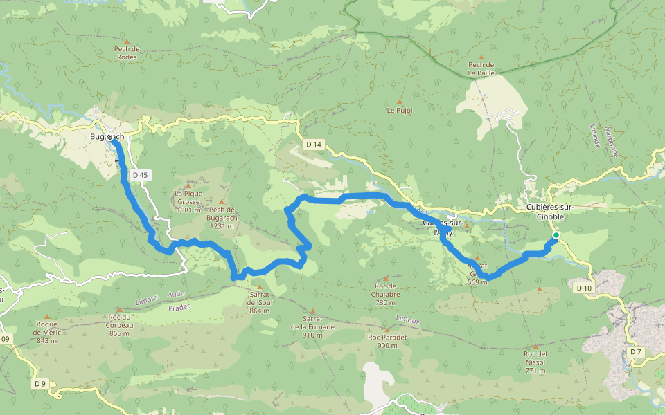 SC 05N : Cubières-sur-Cinoble - Bugarach walking route map in Cubières-sur-Cinoble