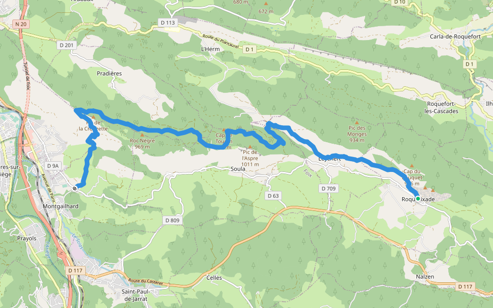 SC 12 : Roquefixade - Foix walking route map in Roquefixade