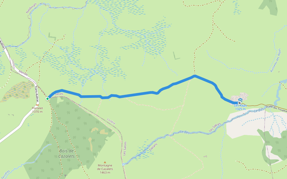 CSG 03C3 : Croix de Rode - Refuge du Rajas walking route map in Saint Geniez d'Olt et d'Aubrac