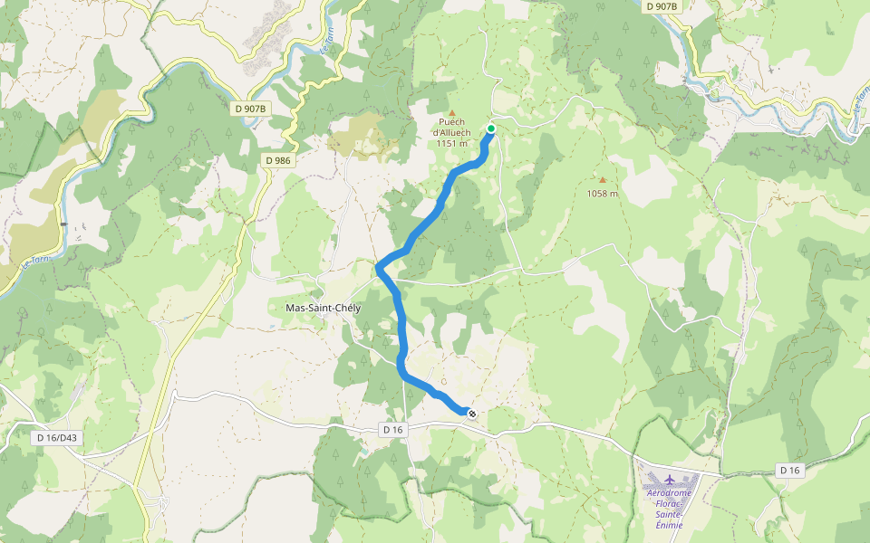 CSG 06C2 : Carrefour GR - Mas de Val walking route map in Mas-Saint-Chély