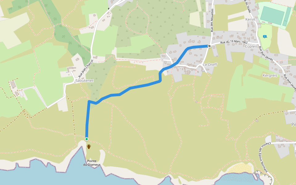 PR 2 (alternate) walking route map in Plogoff