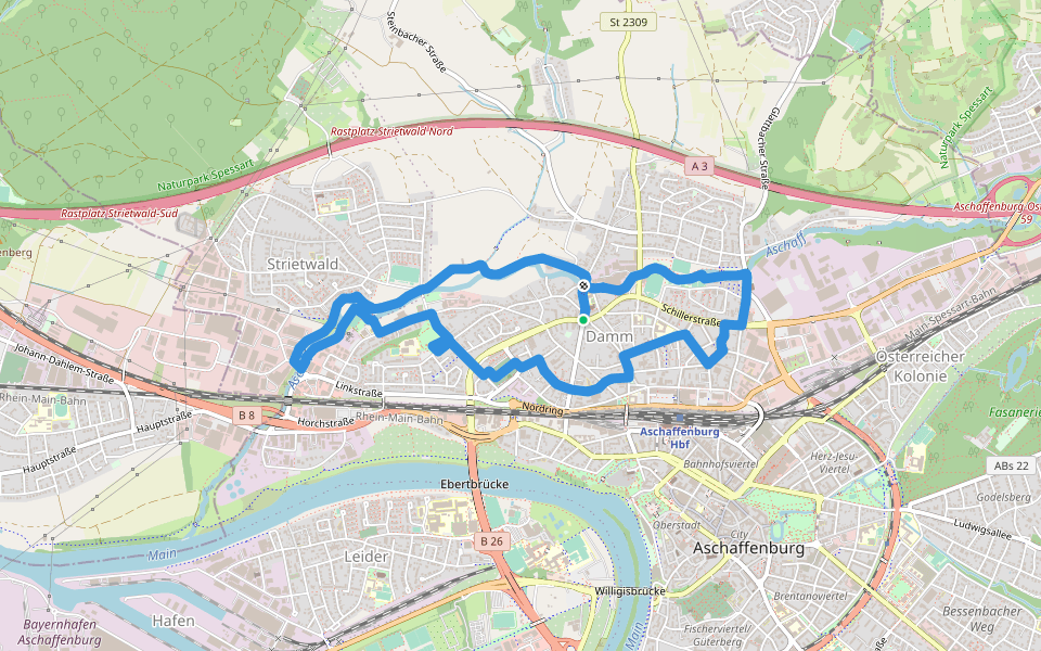 Kulturweg Aschaffenburg 7 walking route map in Aschaffenburg