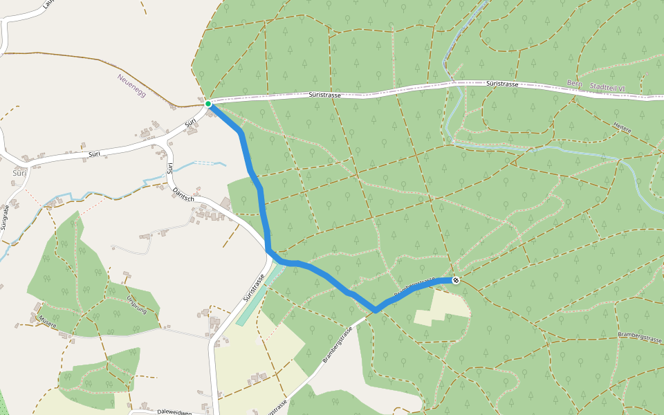 Süri - Mösli walking route map in Mühleberg