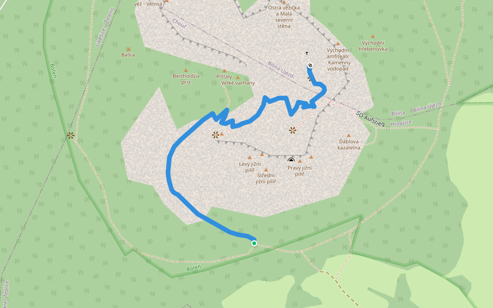[Z] Odbočka na vrchol Bořeň walking route map in Bílina
