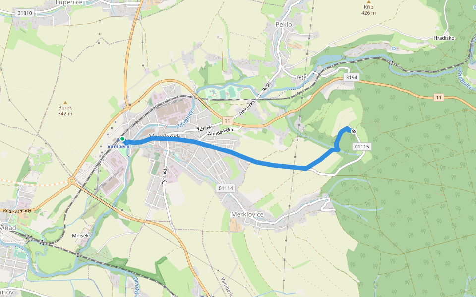 [Ž] Vamberk (ŽST) - Na Vyhlídce walking route map in Vamberk