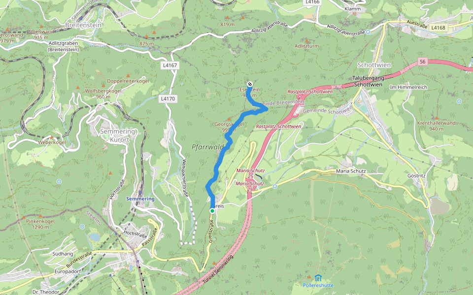 Greis - Eselstein walking route map in Greis