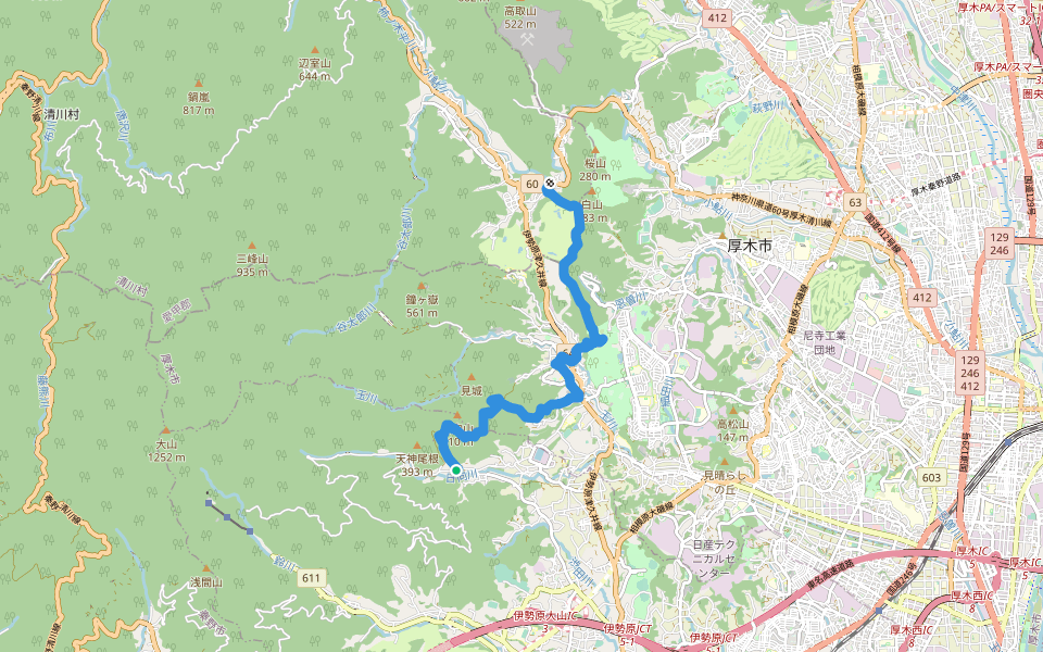 関東ふれあいの道 - 神奈川11 - 順礼峠のみち walking route map in Isehara