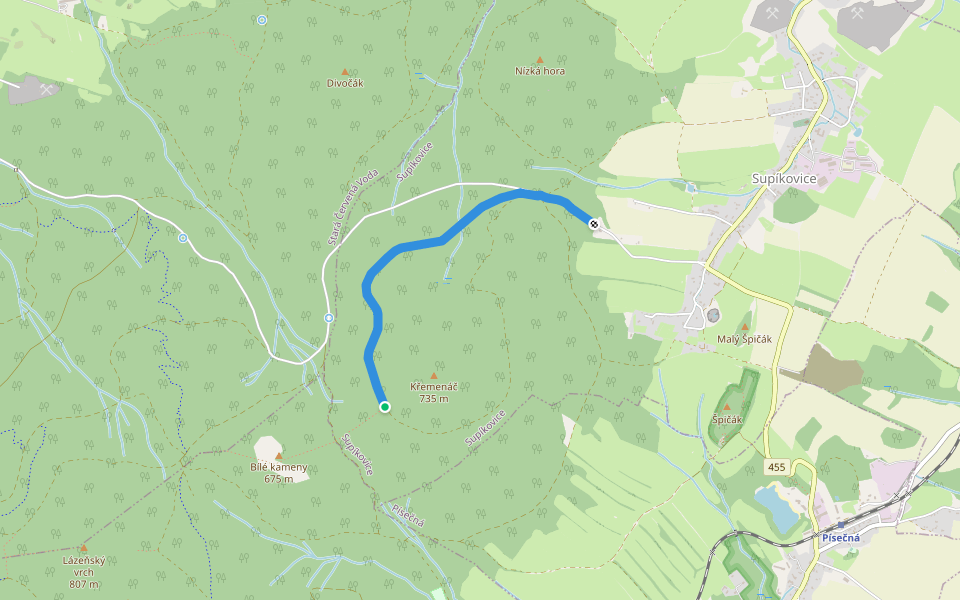 [Ž] Morásek - Liščí Seč walking route map in Supíkovice