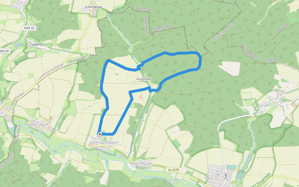 Rundweg Schönbrunn S 2 "Schäfersteing" walking route map in Schönbrunn im Steigerwald