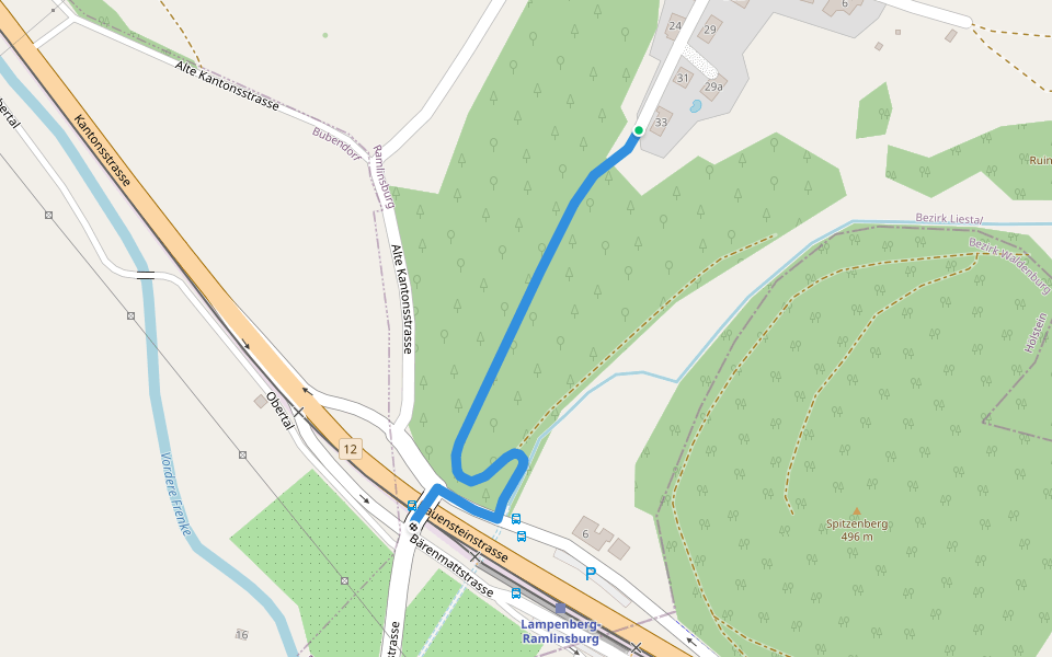 Lampenberg-Ramlinsberg walking route map in Ramlinsburg
