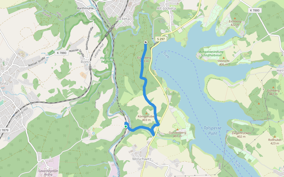 Wanderweg roter Balken walking route map in Plauen