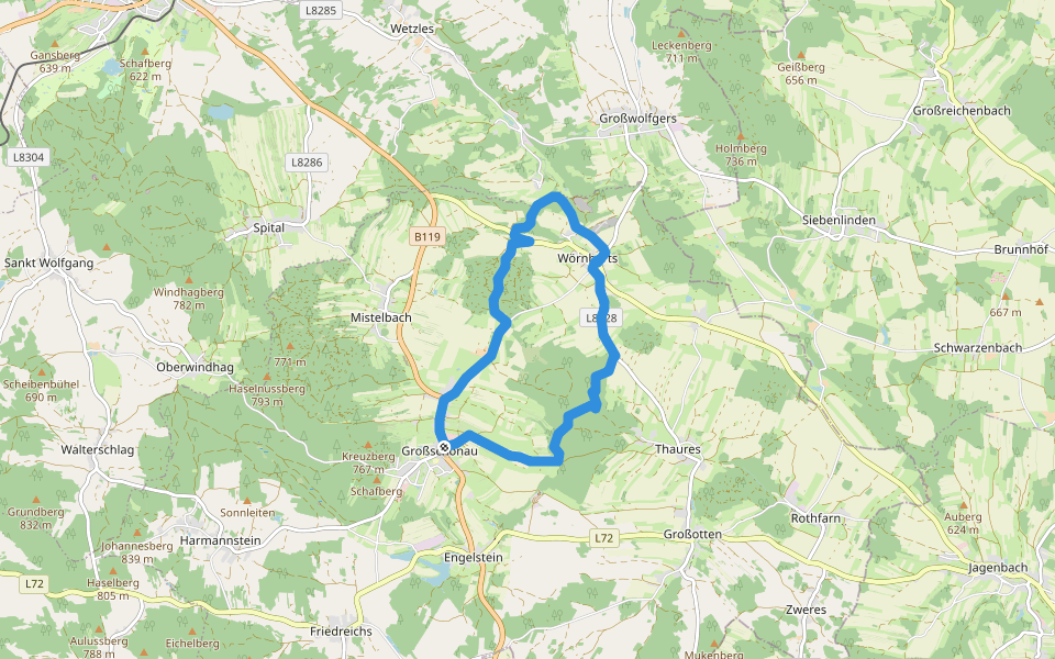 Riesenfichtenweg walking route map in Großschönau