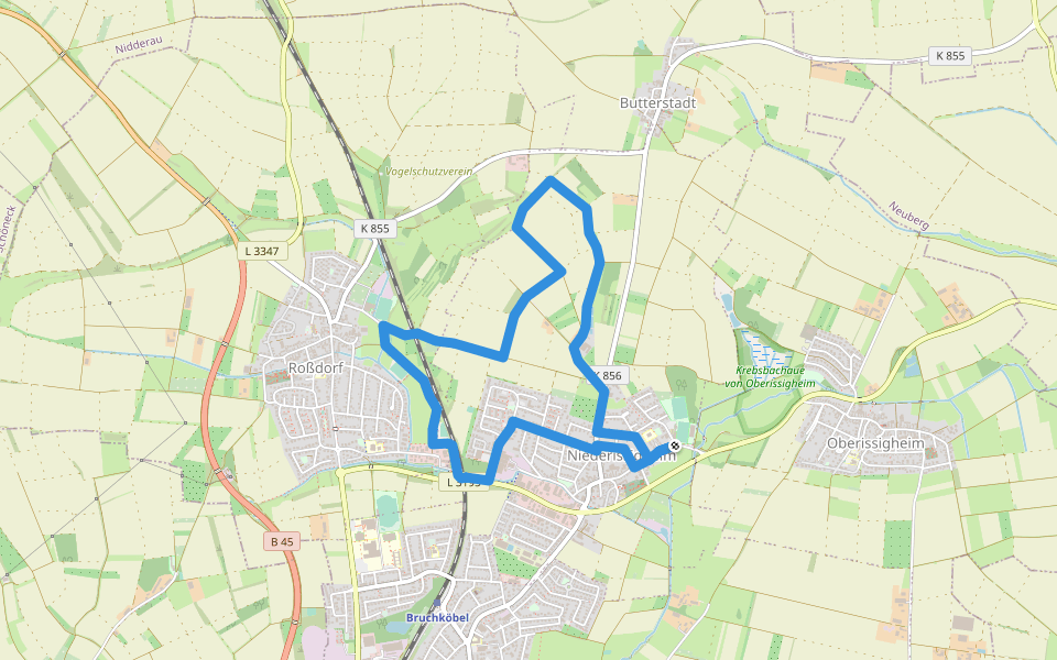 Bruchköbel Wanderweg 3 walking route map in Bruchköbel