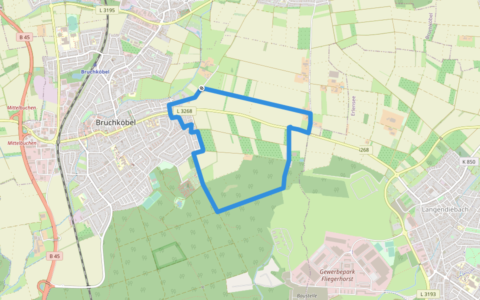 Bruchköbel Wanderweg 5 walking route map in Bruchköbel