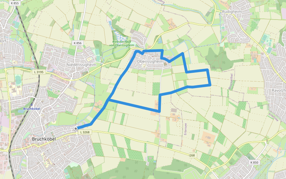 Bruchköbel Wanderweg 8 walking route map in Bruchköbel