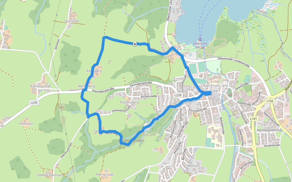 Höhenweg walking route map in Obertrum am See