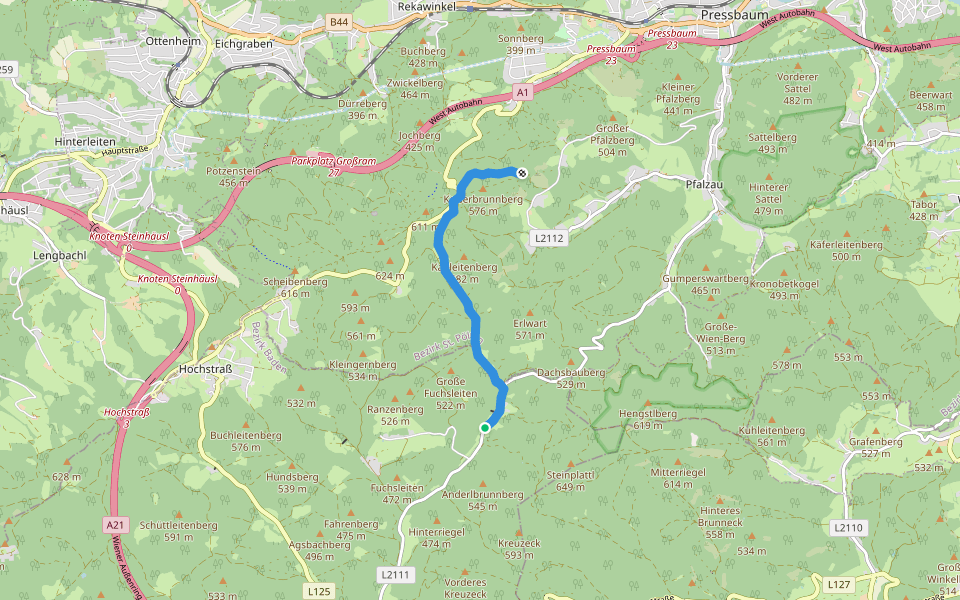 Agsbach - Kaiserbründl walking route map in Klausen-Leopoldsdorf