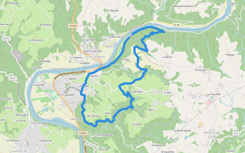 Hier, un village walking route map in Saint-Parthem