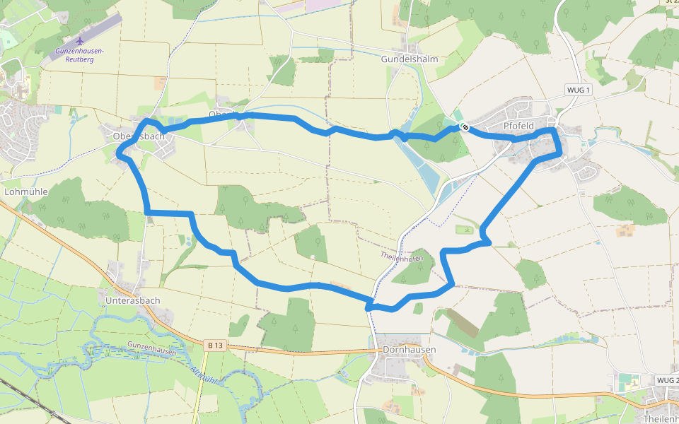 Fränkisches Seenland 130 walking route map in Pfofeld