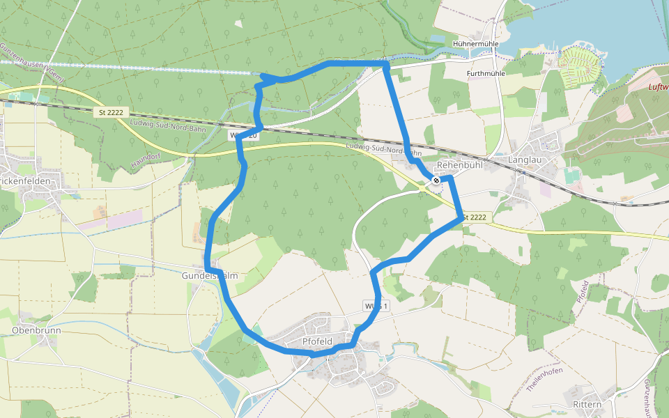 Fränkisches Seenland 131 walking route map in Pfofeld