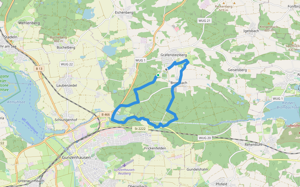 Fränkisches Seenland 112 walking route map in Haundorf
