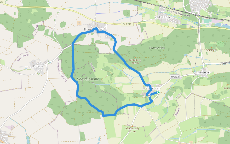 Fränkisches Seenland 135 walking route map in Pleinfeld