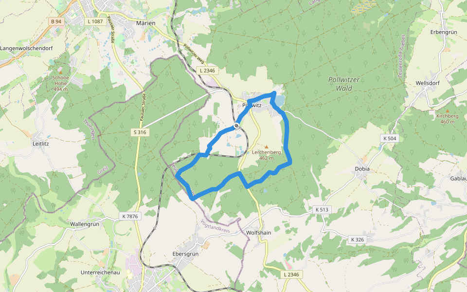 Rundweg "Süd" walking route map in Vogtländisches Oberland