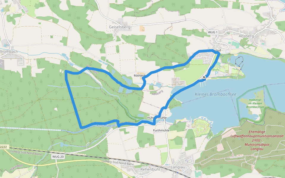 Fränkisches Seenland 132 walking route map in Absberg