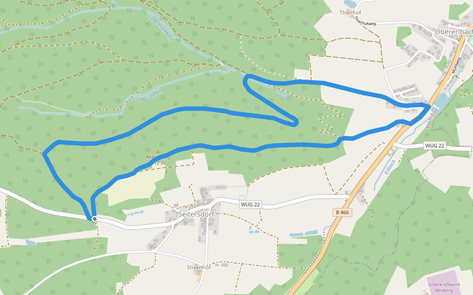 Fränkisches Seenland walking route map in Haundorf