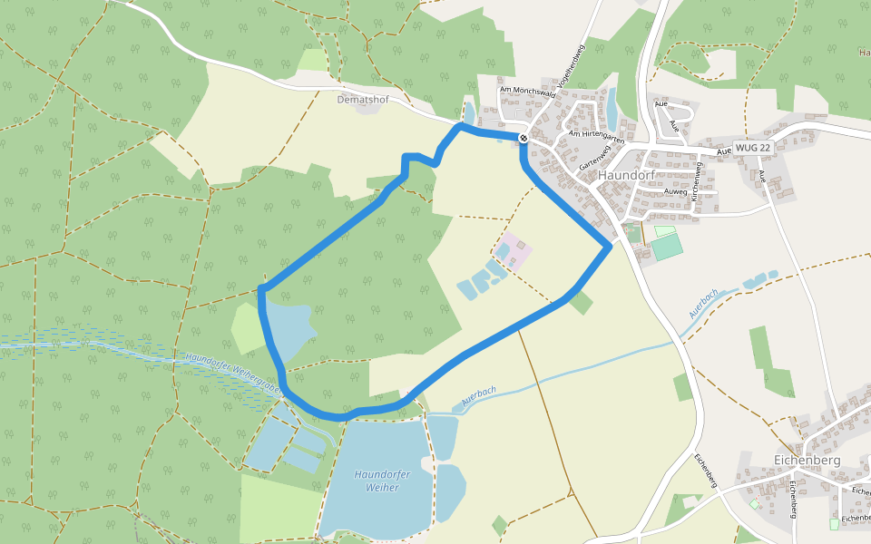 Fränkisches Seenland 100 walking route map in Haundorf