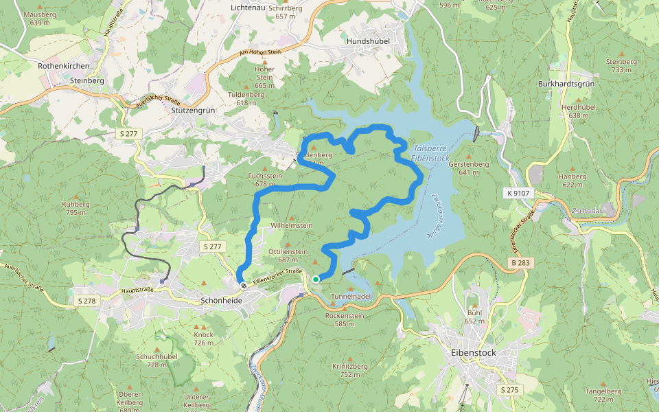 Ww Talsperrenrundweg walking route map in Schönheide