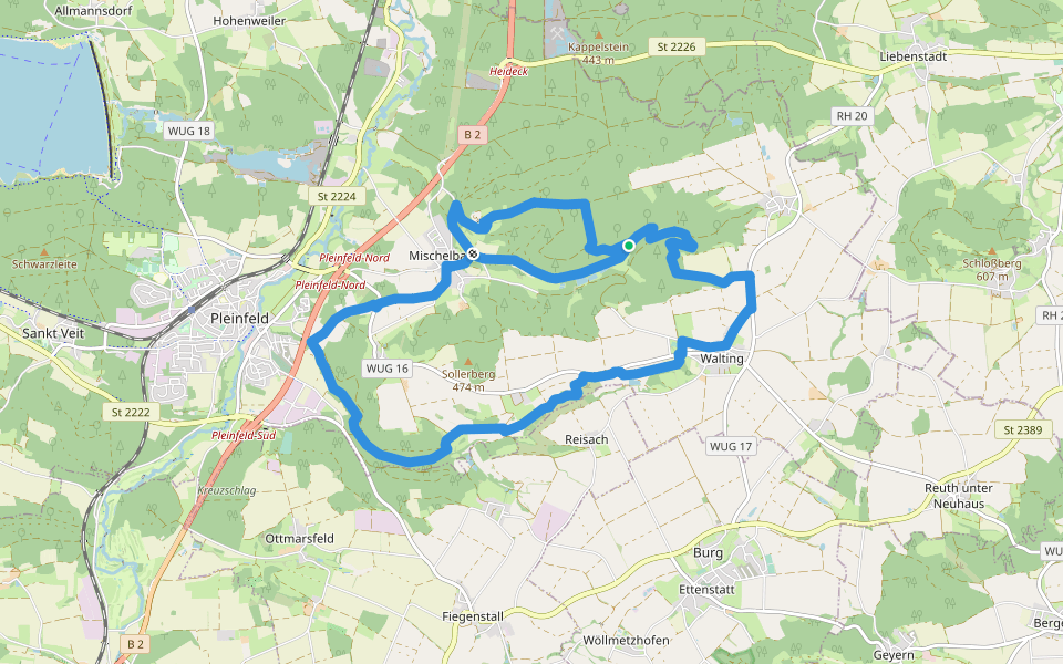 Pleinfeld 76 walking route map in Pleinfeld